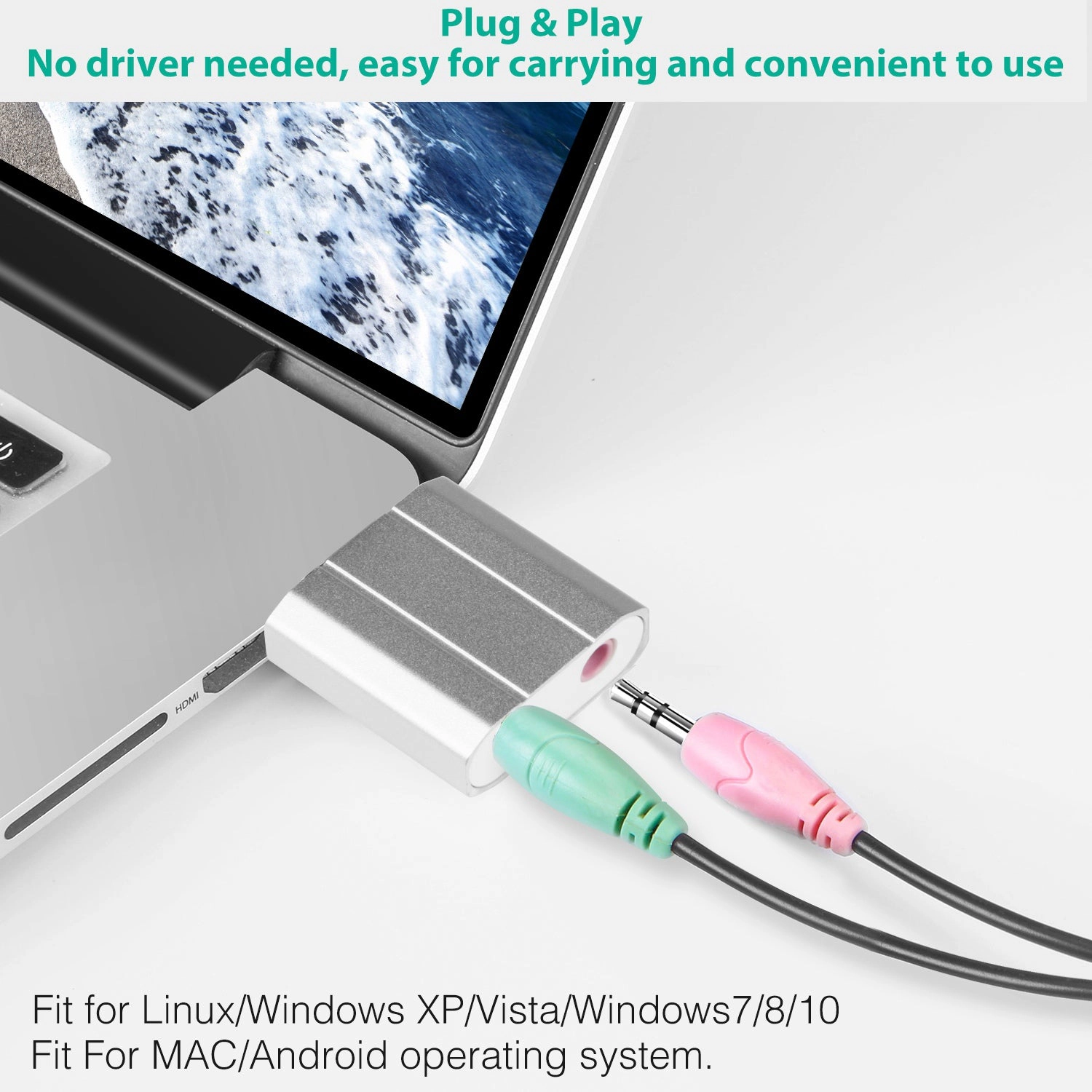 GBruno USB Audio Adapter External Stereo Sound Card