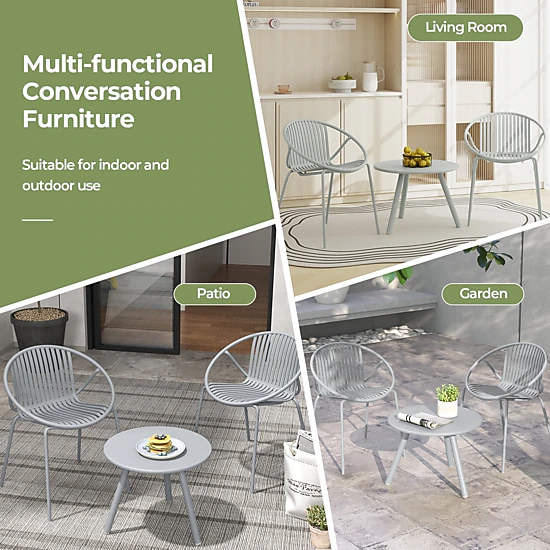 SUGIFT 3-Piece Gray Patio Conversation Set with 330-lb Chairs, Slat ...
