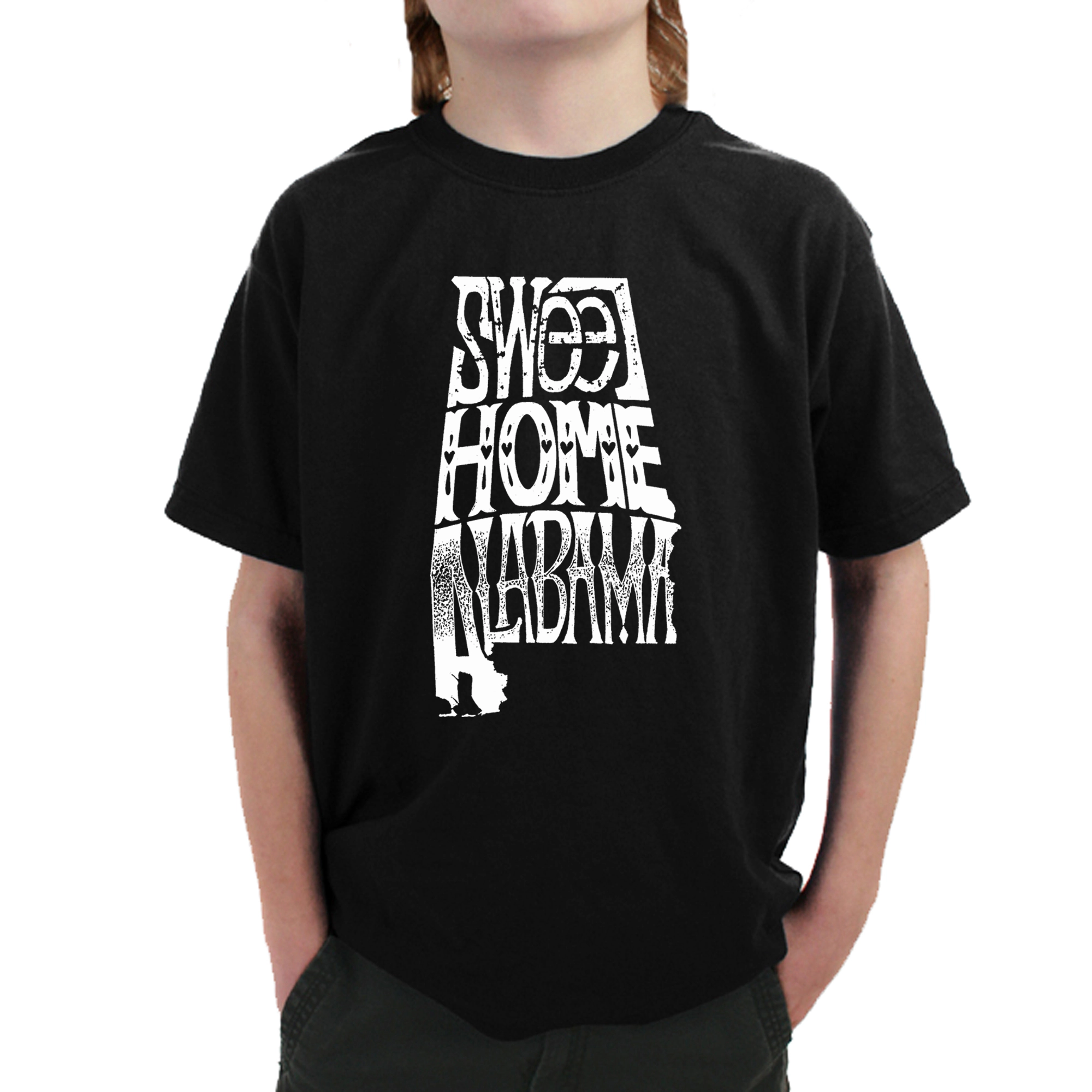 LA Pop Art Boy's Word T-Shirt - Sweet Home Alabama