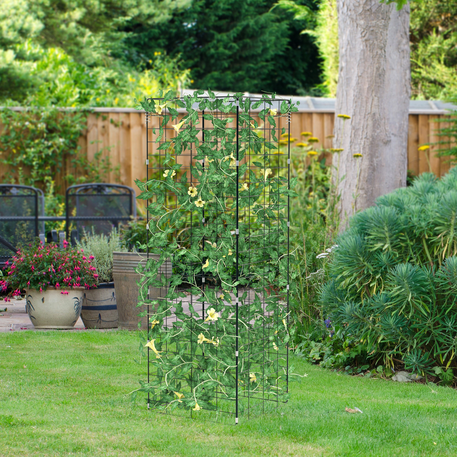 LJG 2 Pieces Foldable a-Frame Trellis Plant Supports with Twist Ties
