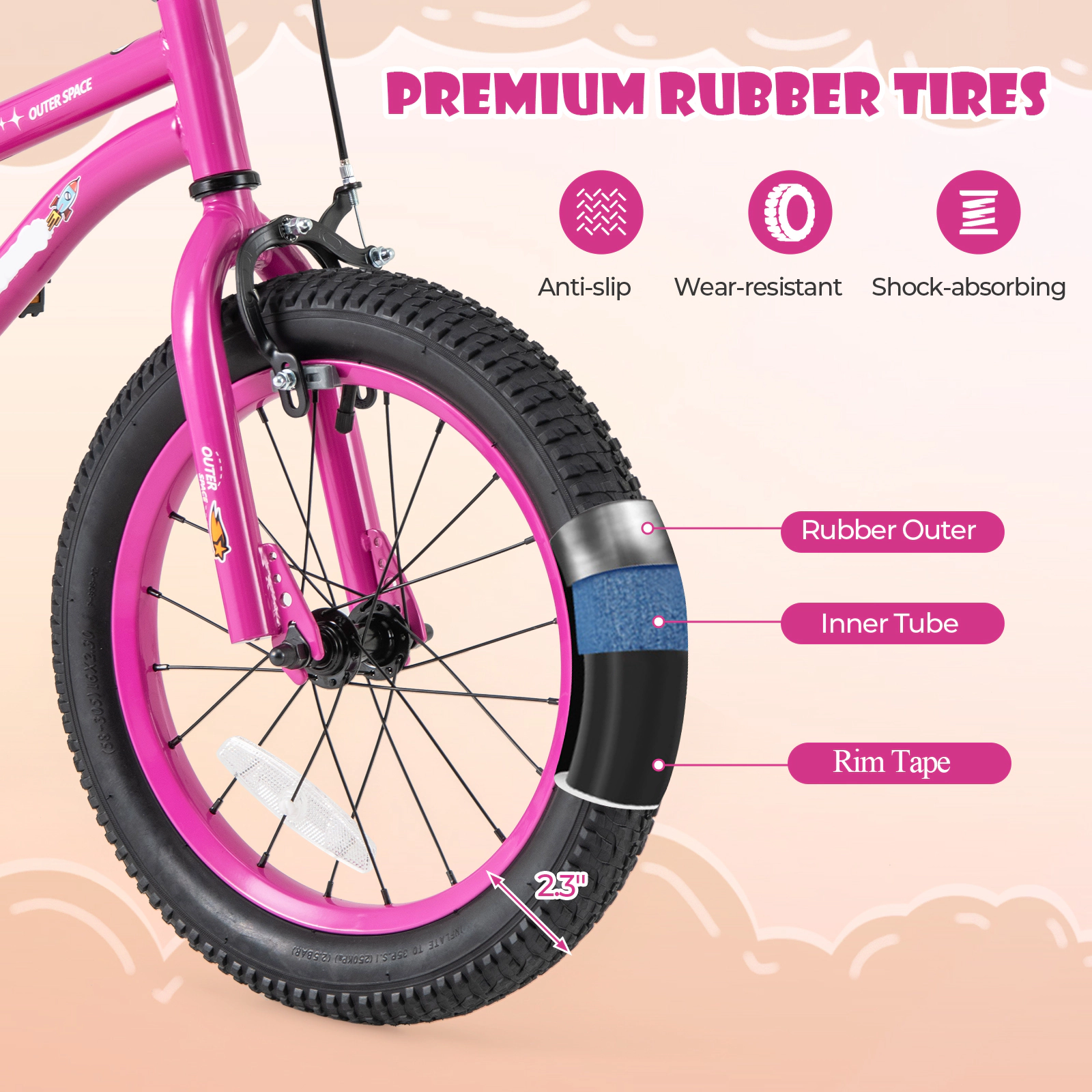 LJG Kids Bike Adjustable with Removable Training Wheels
