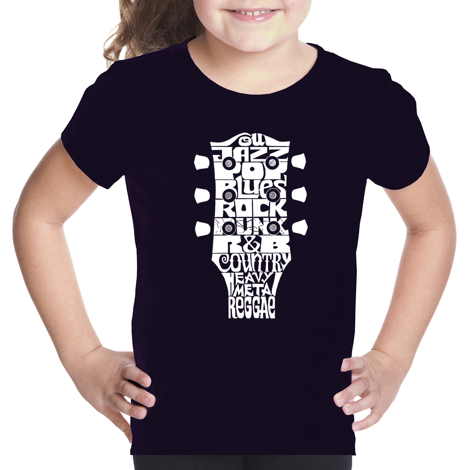 LA Pop Art Girls Word T-Shirt - Guitar Head Music Genres