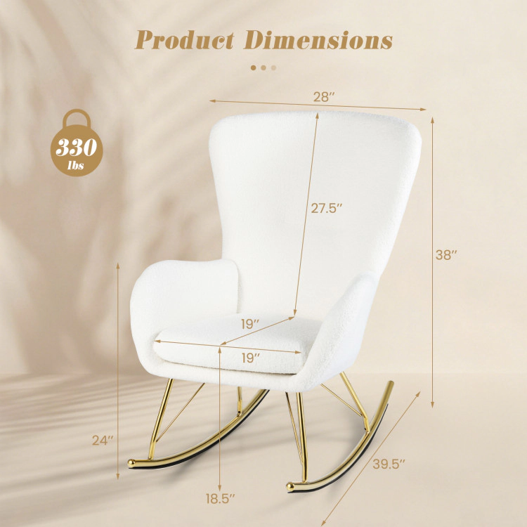 Hivvago Nursery Rocker Chair with Curved Back and Supportive Armrests