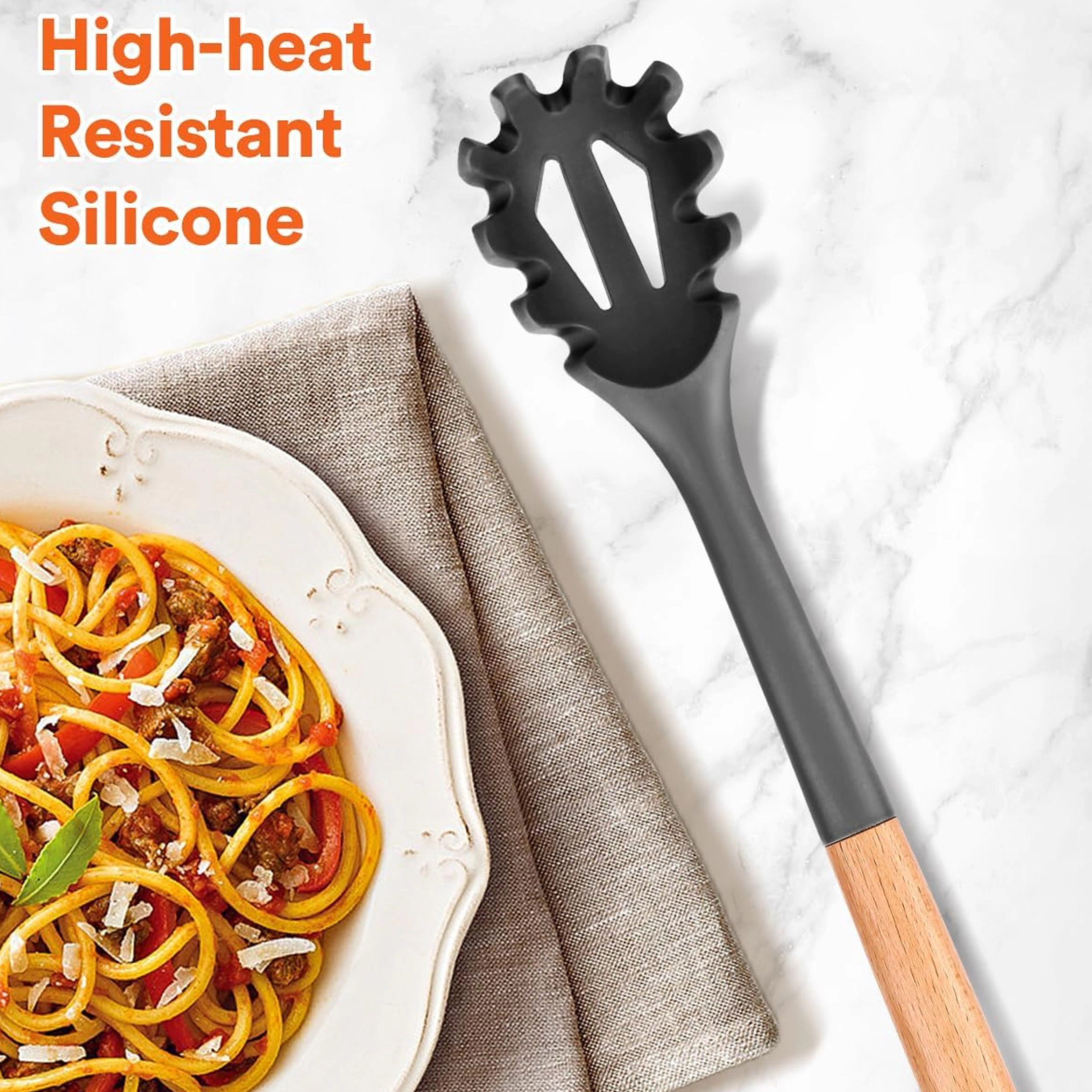 Stock Preferred Silicone Pasta Fork and Spaghetti Noodle Server 12.8 Inch