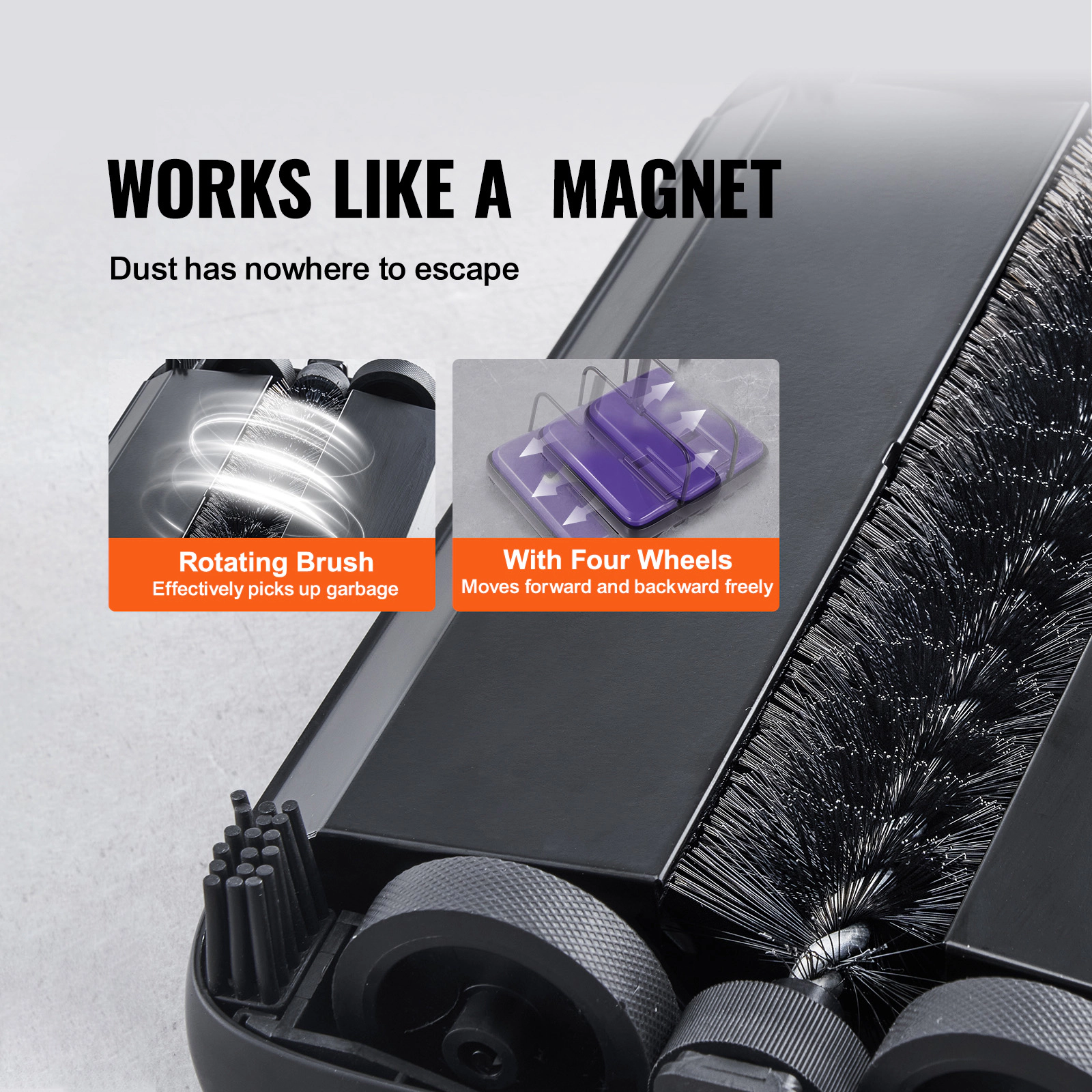 HONGGE Carpet Sweeper Manual Floor Sweeper with 300 ml Dustbin Capacity Easy to Empty 6.7 inch Cleaning Width for Home