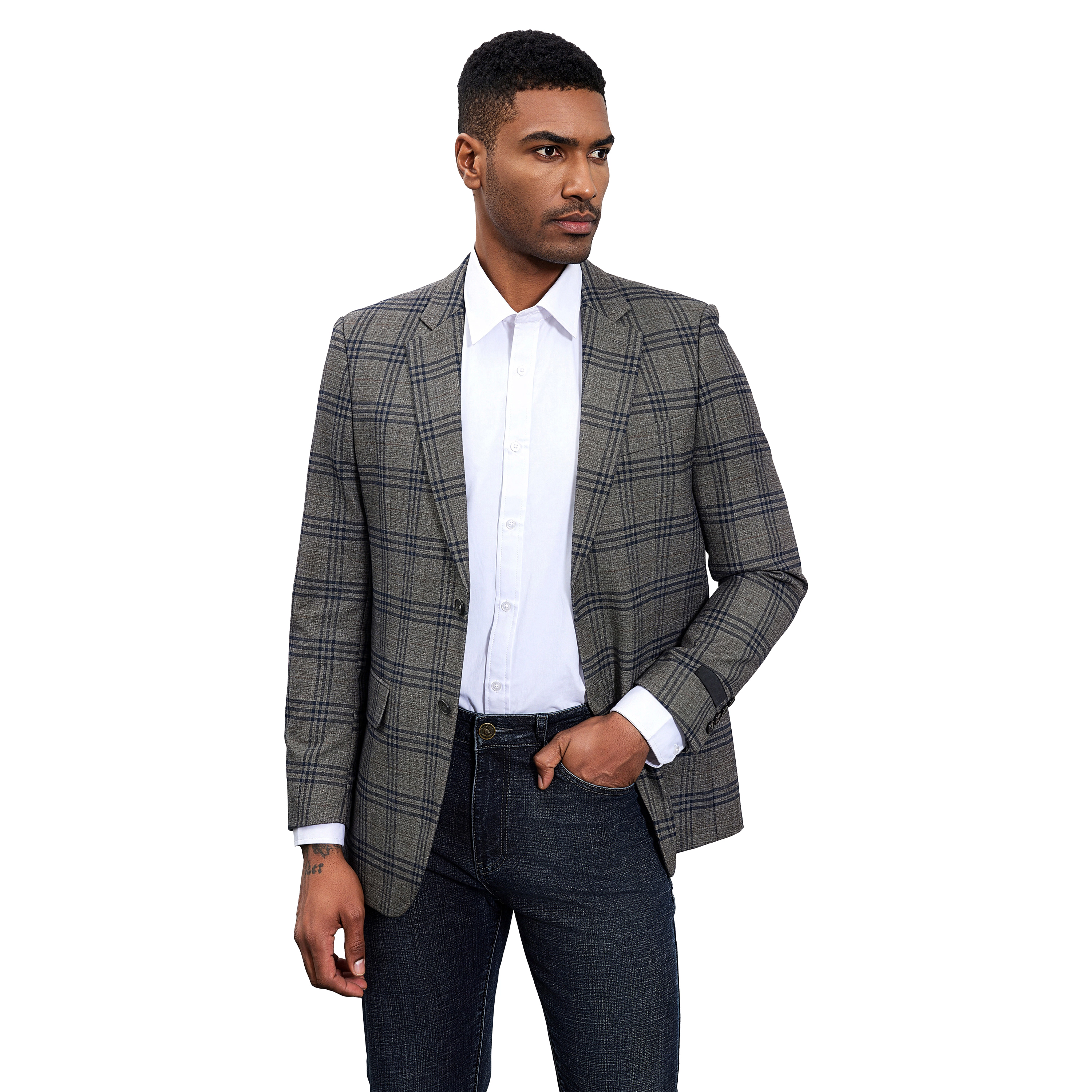 Tazzio Mens Slim Fit Glen Plaid Sport Coat