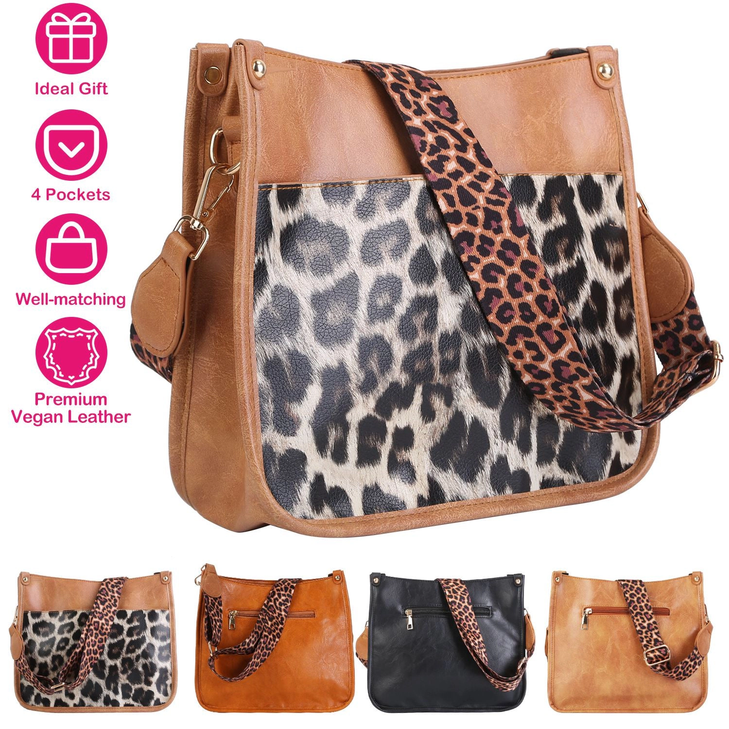 GBruno Vegan Leather Crossbody Bag With Guitar Strap
