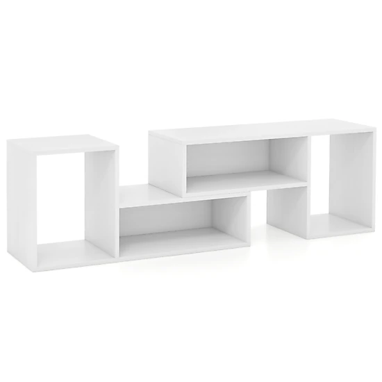SUGIFT White Expandable TV Stand for TVs up to 55 in, 2-Piece Media Console