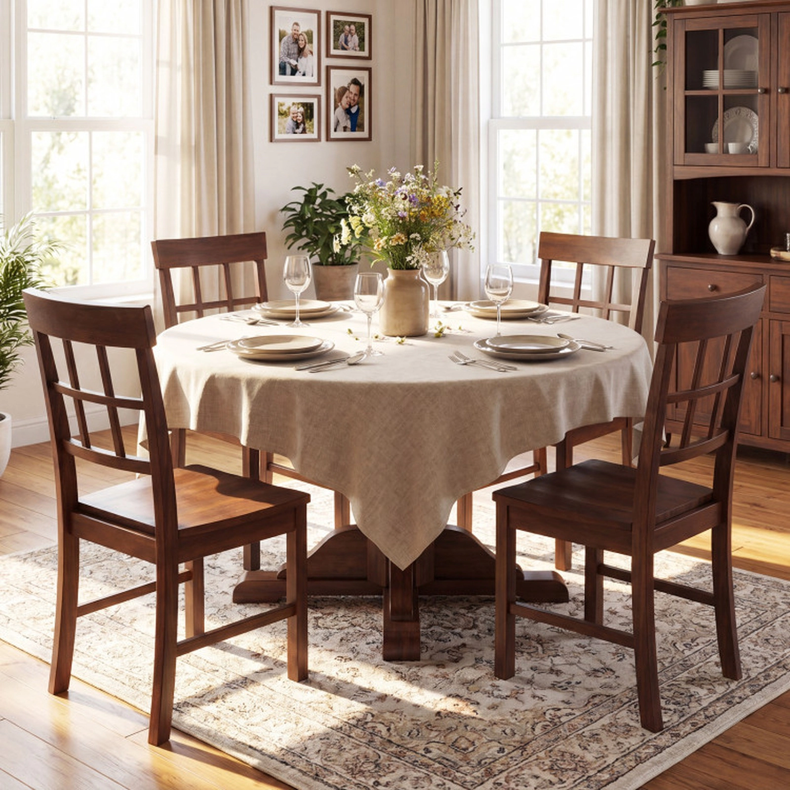 SUGIFT Set of 2 Dark Brown Solid Rubber Wood Lattice Back Dining Chairs