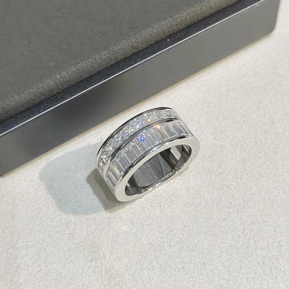 Elegant Double Row Drilling Ring for Women Wedding Band Ring