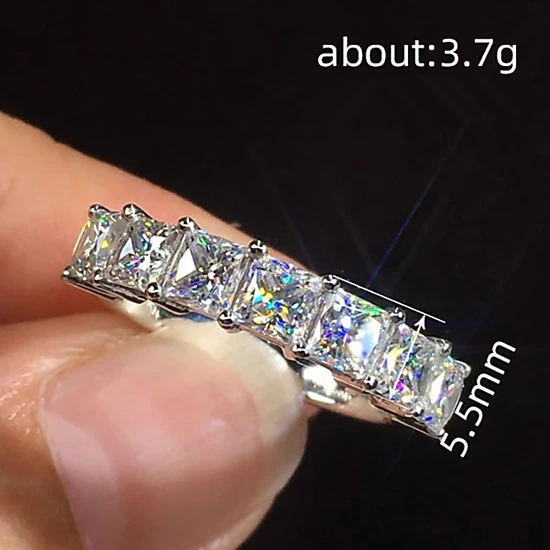 Fashion Princess Square Crystal Cubic Zirconia Ring