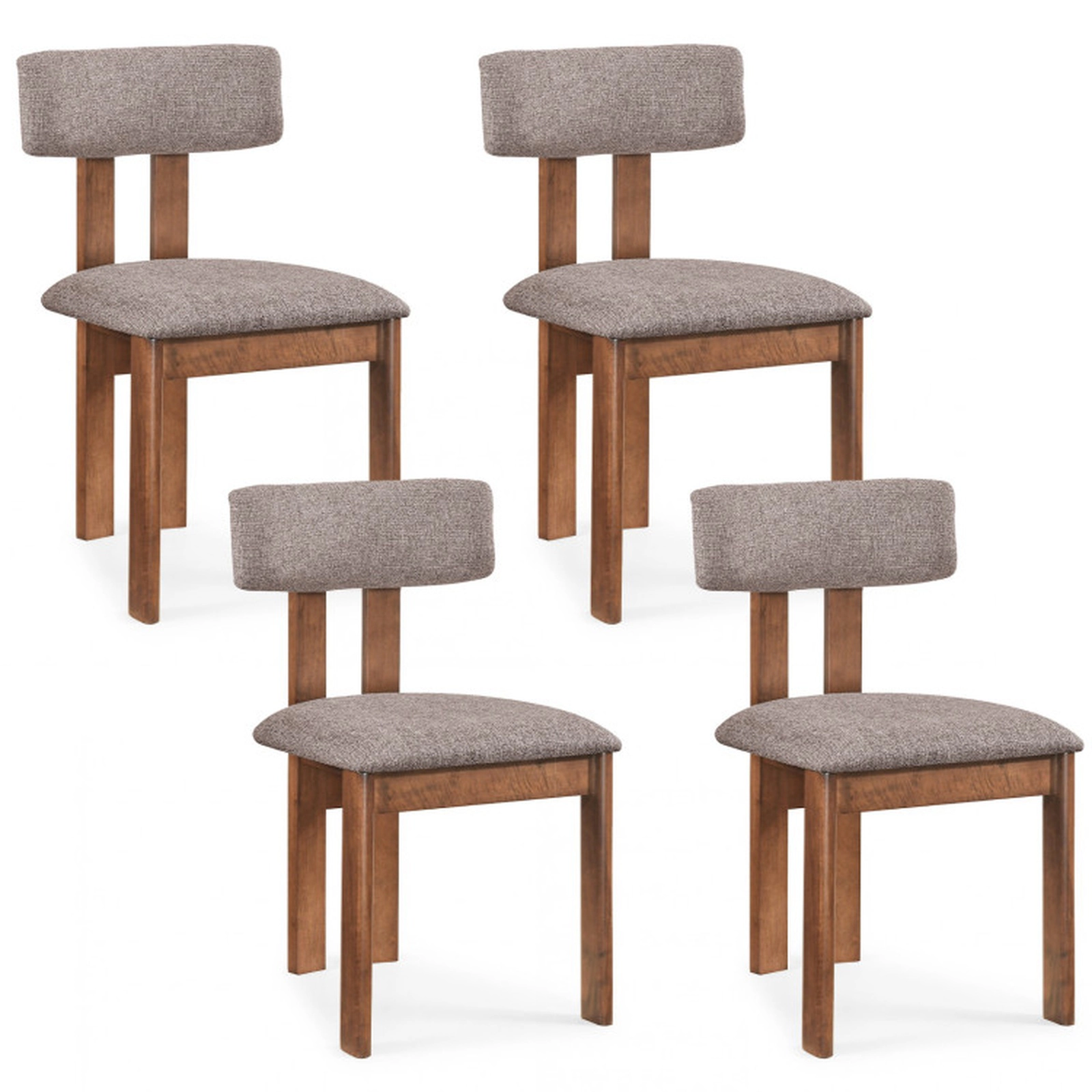 SUGIFT Set of 4 Walnut Upholstered Dining Chairs with Contoured Curved Backrest 20-in W 31.5-in H 375-lb Per Chair