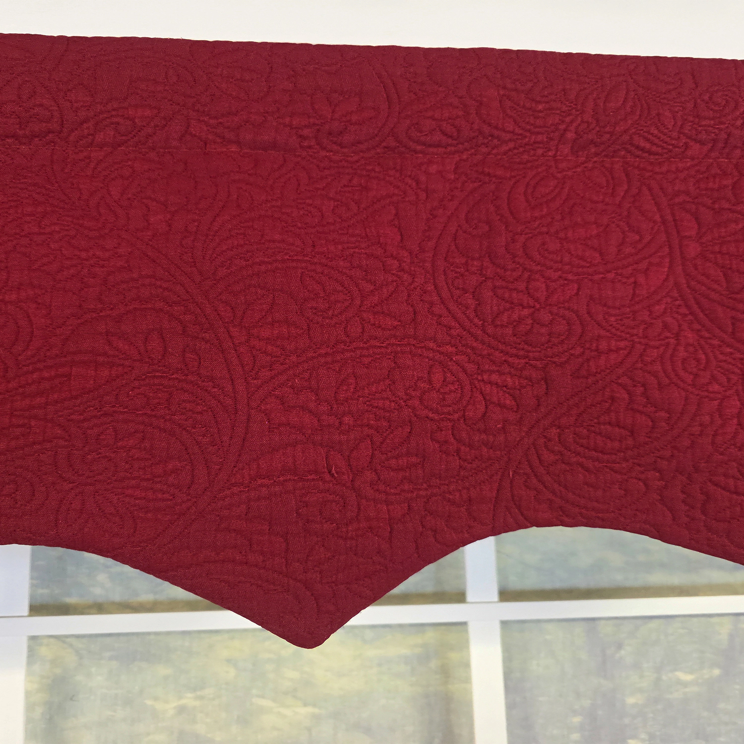 RLF Home 100% Cotton Quilted Matelassé Regal Lined Window Valance 50" x 17" Off White