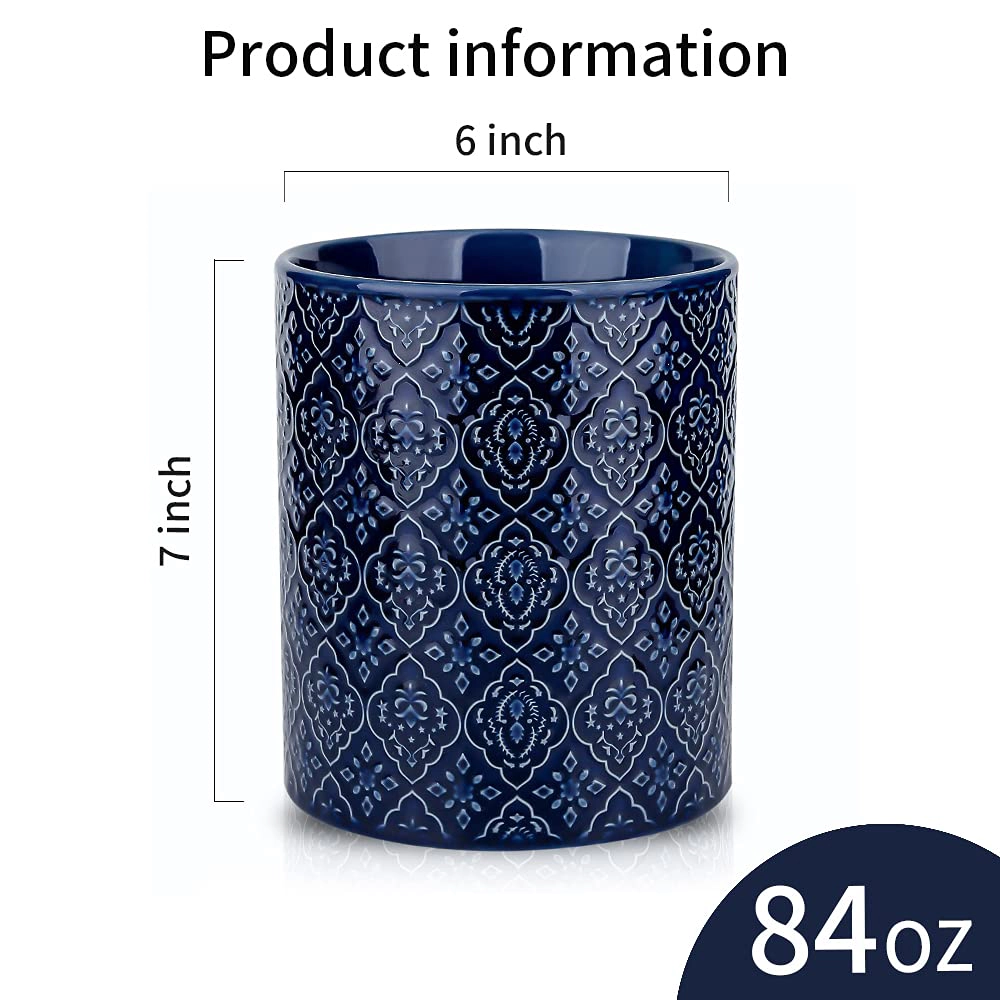 WZK Ceramic Embossed Pattern Kitchen Utensil Holder