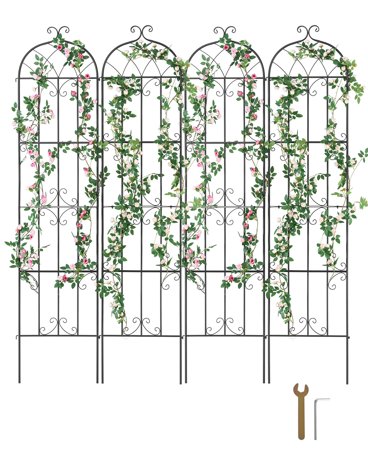 HONGGE Garden Trellis for Climbing Plants Rustproof Metal Garden Flower Trellis Outdoor Climbing Rose Trellis Cucumbers