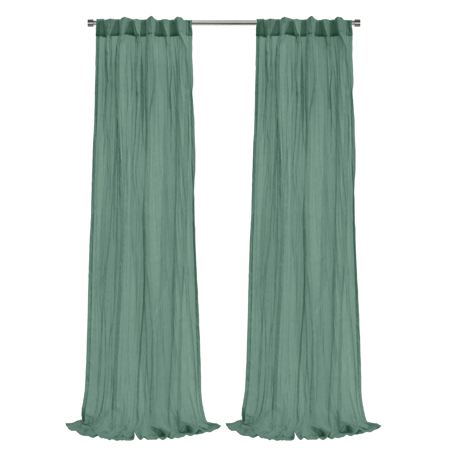 Habitat 100% Polyester Paloma Sheer Broomstick Crushed Solid Dual Header Curtain Panel 52" x 108" Sage