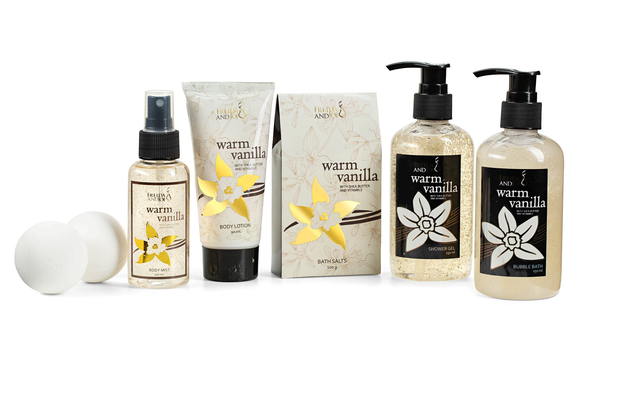 Freida and Joe Women Warm Vanilla Bath & Body Spa  Gift Set In Gold Basket
