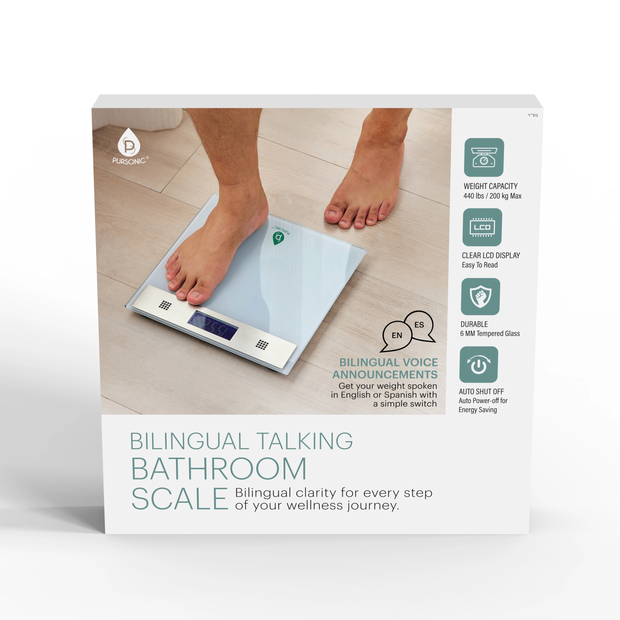 Pursonic Unisex Digital Health & Wellness Bilingual Talking Bathroom Scale