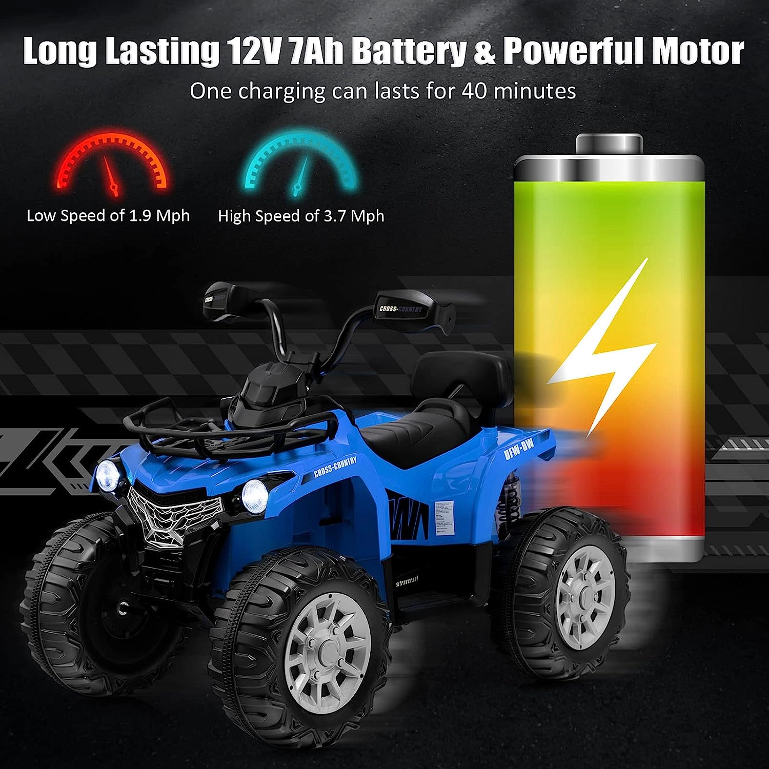 Costway 12V Kids Ride On ATV Electric 4-Wheeler Quad 2 Speeds with Mp3 & Headlights