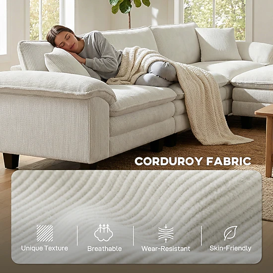 Hivvago L-Shaped Sectional Sofa With Movable Ottoman