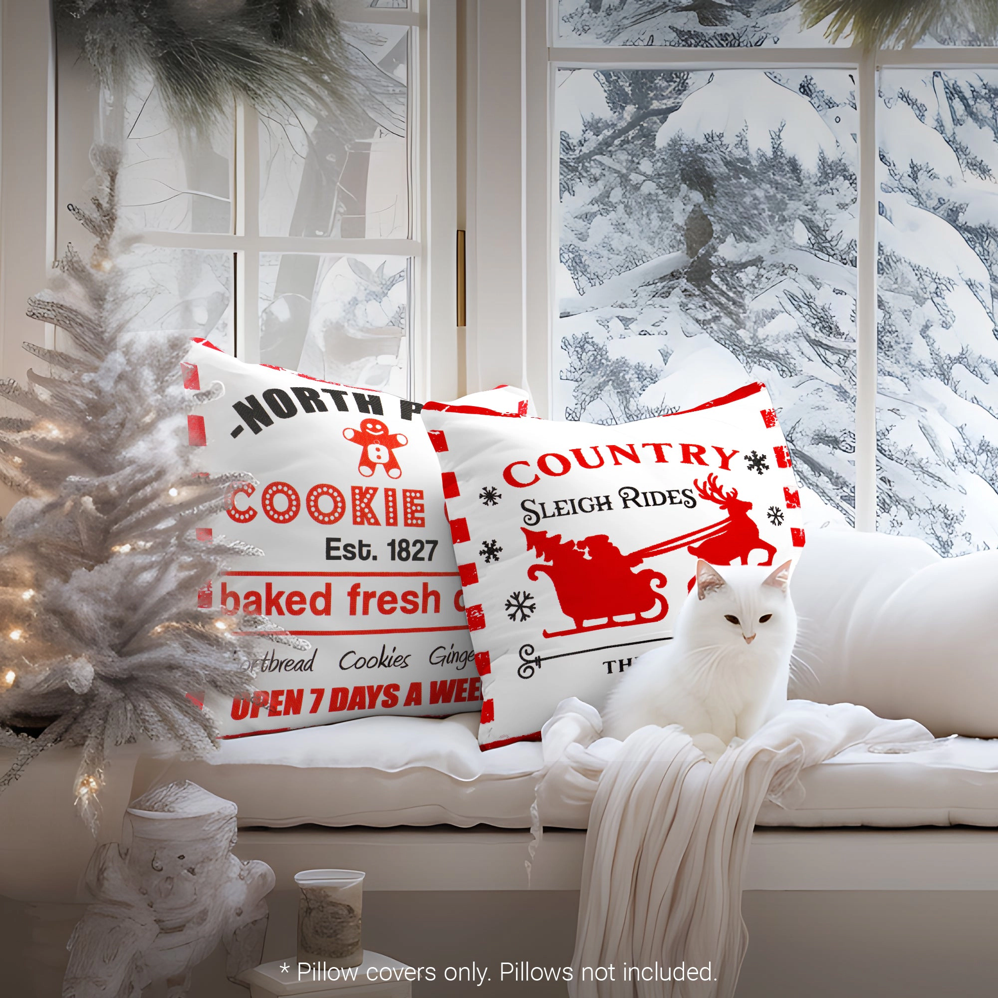 G128 Farmhouse Cookie Pine Spruce Decorative Throw Pillow Covers