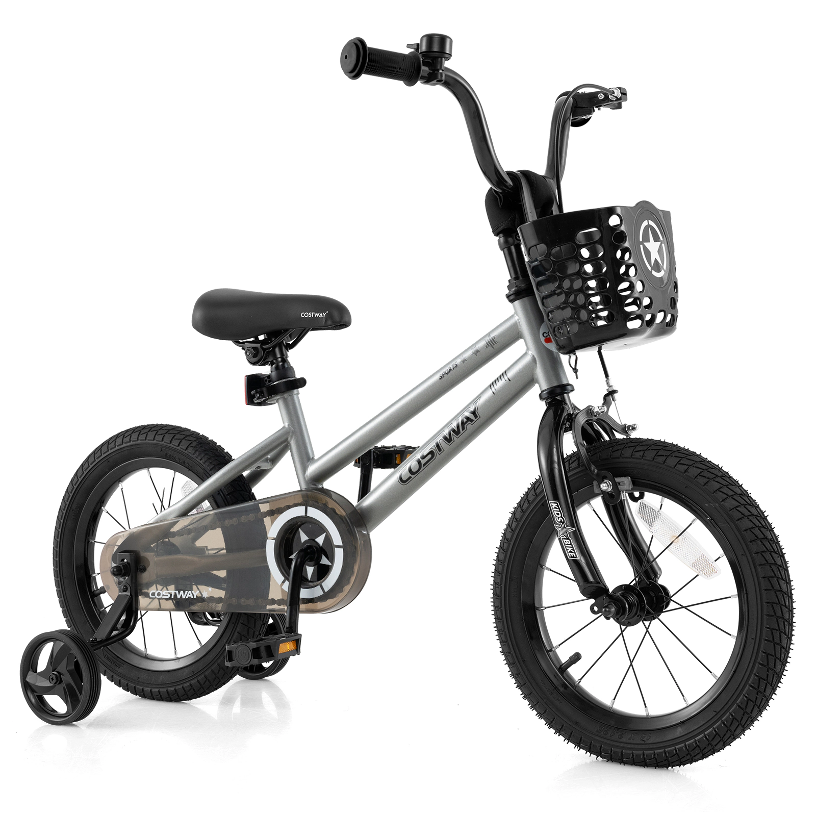 LJG Kids Bike Adjustable with Transparent Chain Cover