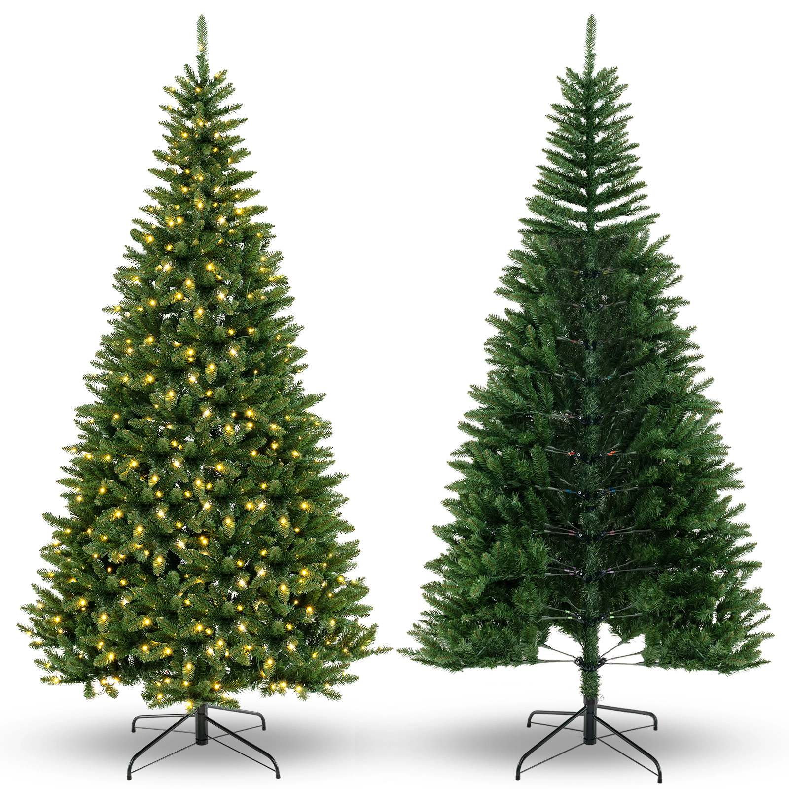 LJG 8 FT Corner Artificial Christmas Tree with 1137 Branch Tips and 360 Warm White LED Lights
