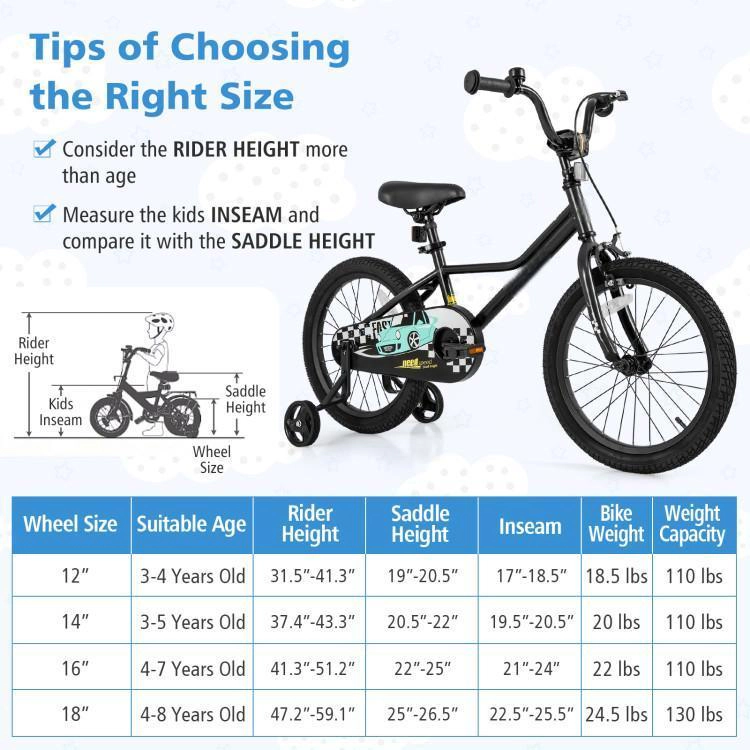 SUGIFT Black Low Step Frame Removable Training Wheels and Chain Guard Kids 18 Inch Bike