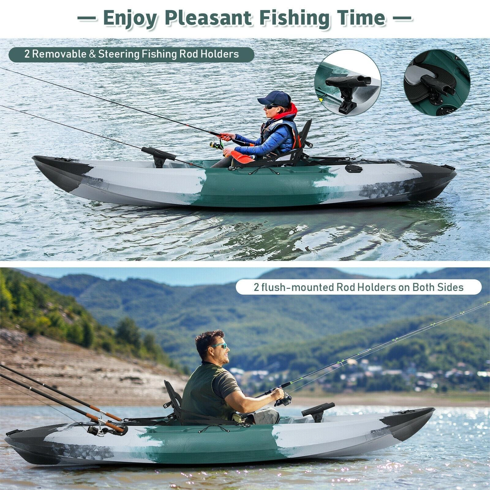 SUGIFT 9.7-ft 276-lb Capacity Sit-on-Top Kayak with 4 Rod Holders Padded Seat and Aluminum Paddle