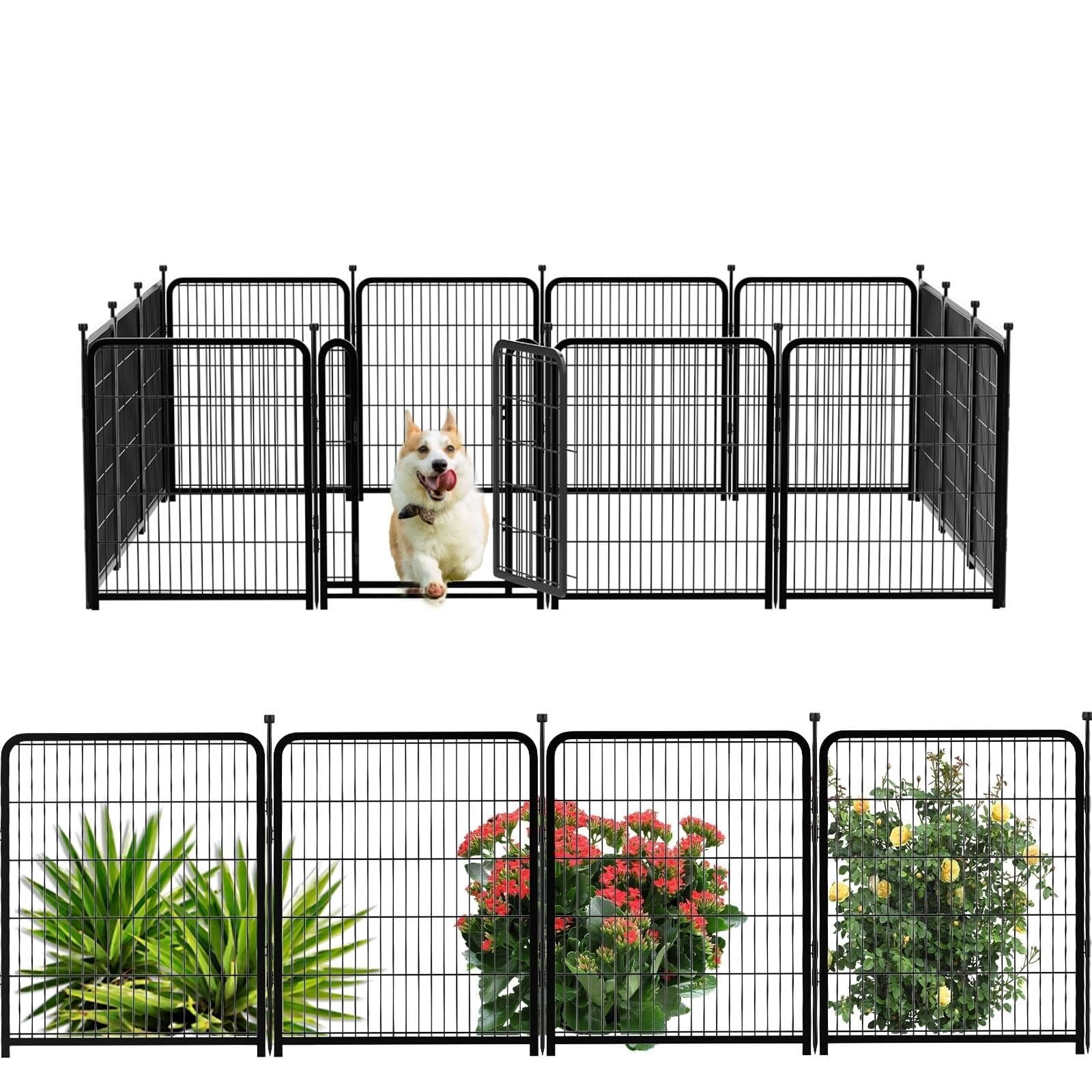 32x40 Inch 8-Panel Heavy-Duty Metal Dog Playpen, Portable Pet Exercise Fence for Outdoor RV