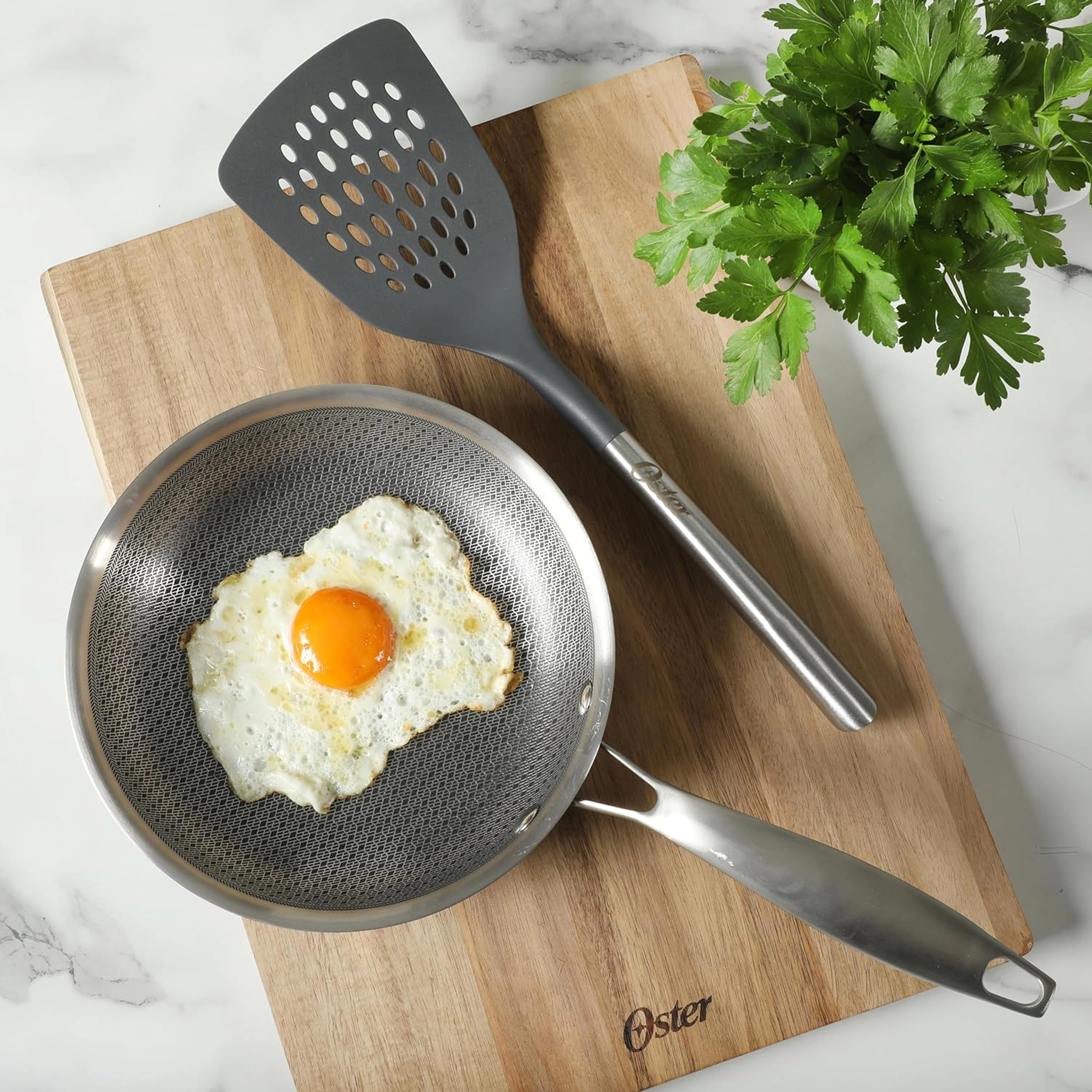 Oster Chadswyck 13 Inch Nylon Slotted Turner With Stainless Steel Handle in Silver
