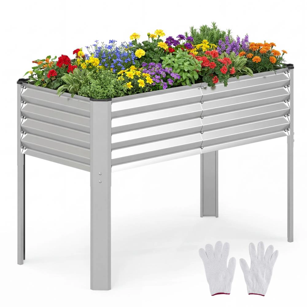 Hivvago Galvanized Raised Garden Bed with Legs Metal Elevated Planter Box