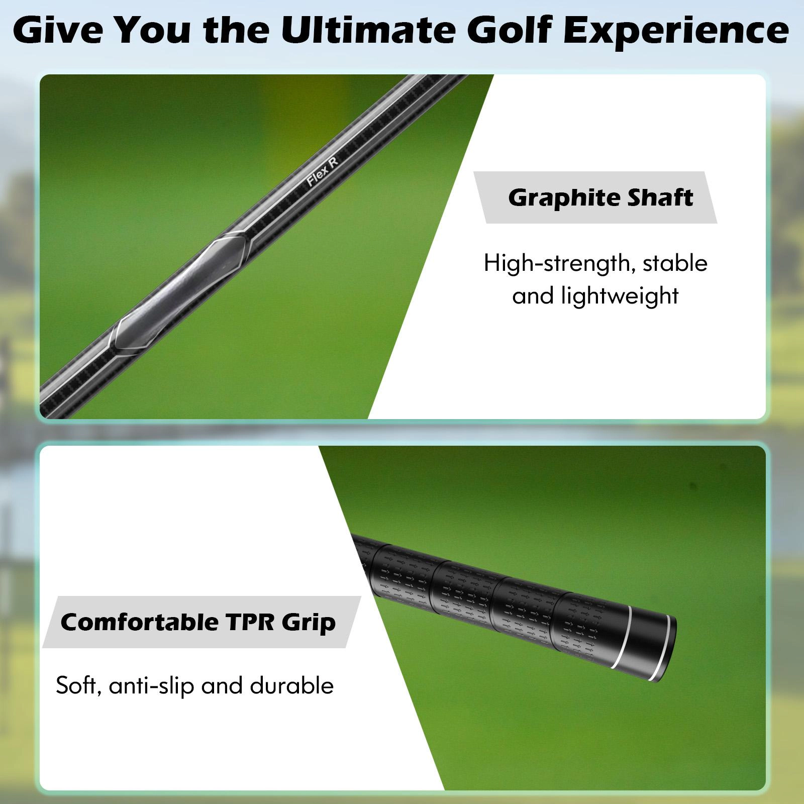 SUGIFT 9-Piece Complete Men’s Golf Club Set with Lightweight Carbon Shafts and Soft TPR Grips Gray/Navy