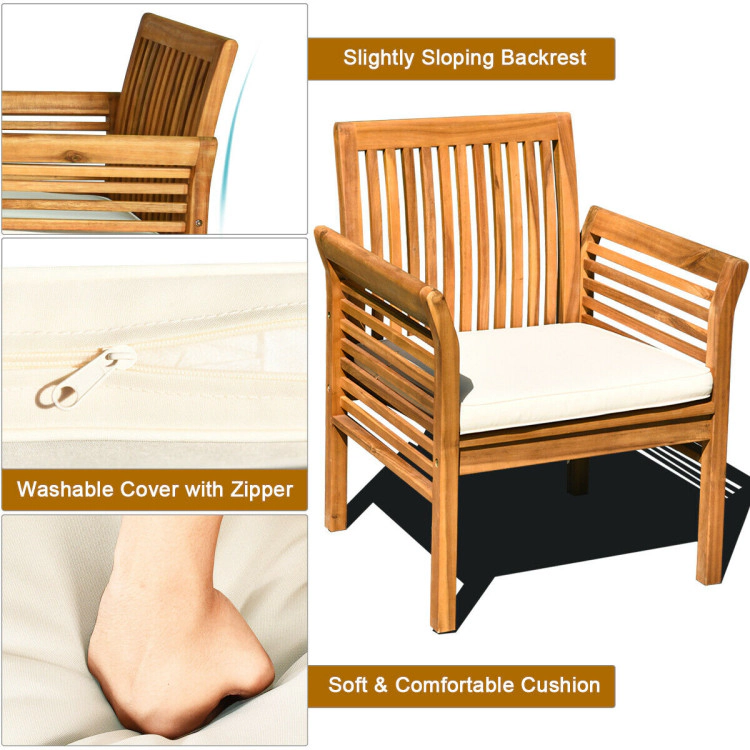 Hivvago 4 Pieces Outdoor Acacia Wood Sofa Furniture Set