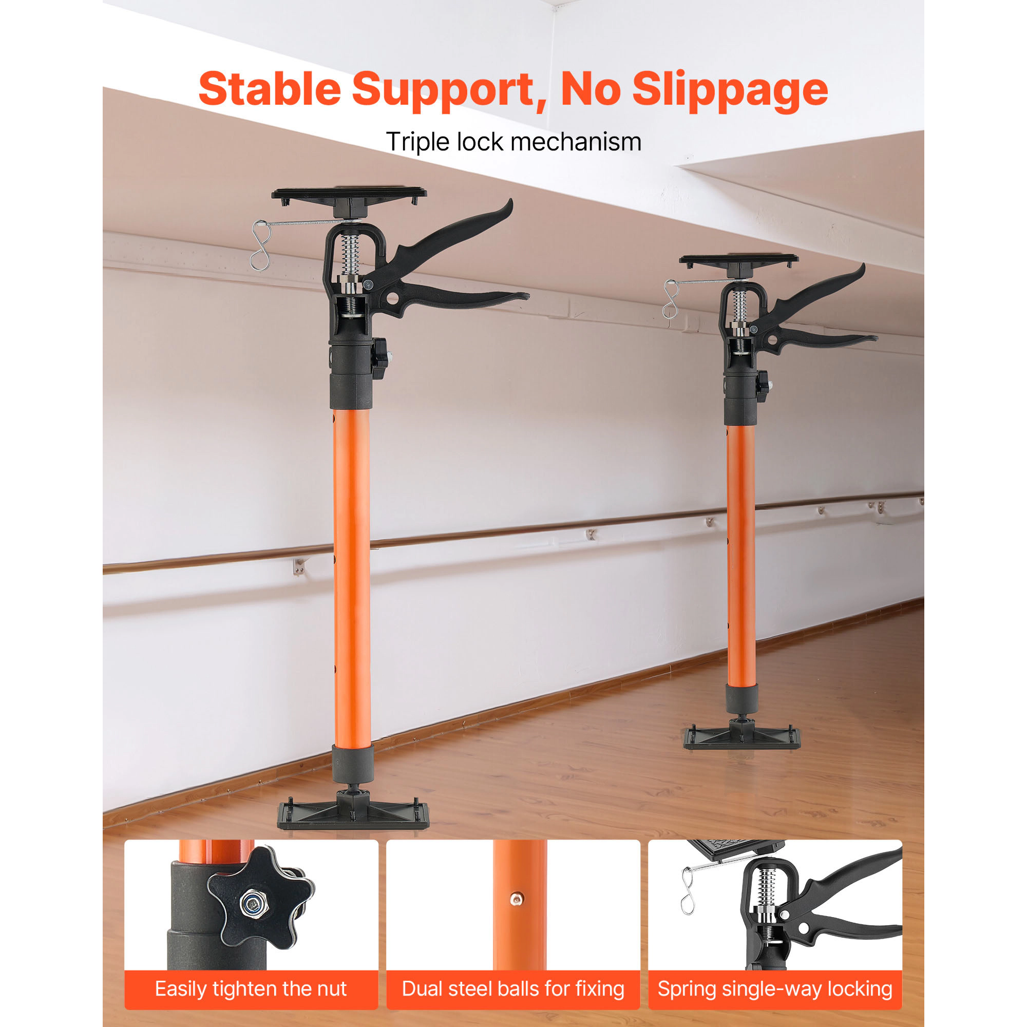 HONGGE Cabinet Jack Support Pole Steel Telescopic Quick Support Rod Adjustable 3rd Hand System for Installing Cabinets