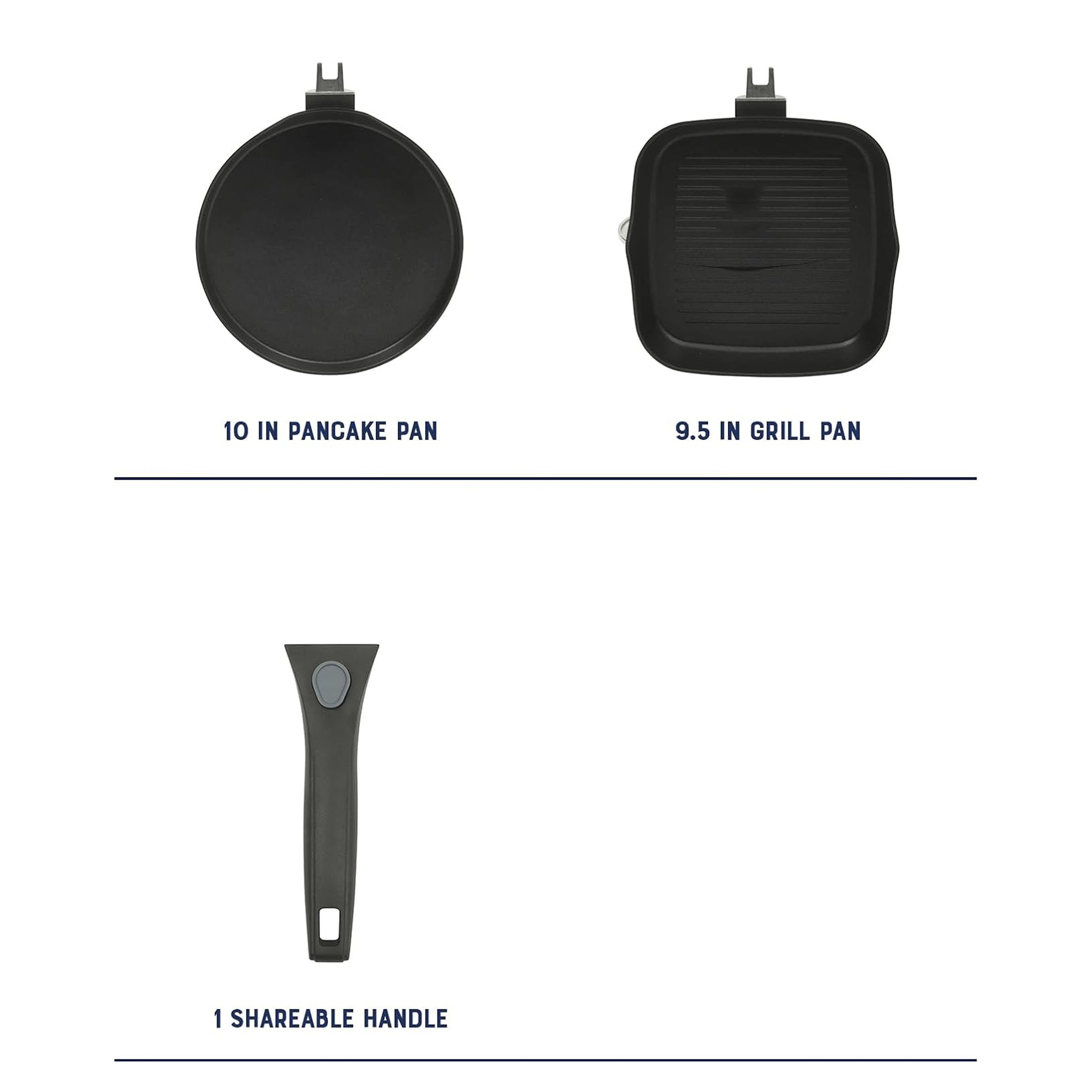 Oster Smarthandle Advance Nonstick Aluminum Pancake and Frying Pan Set in Black