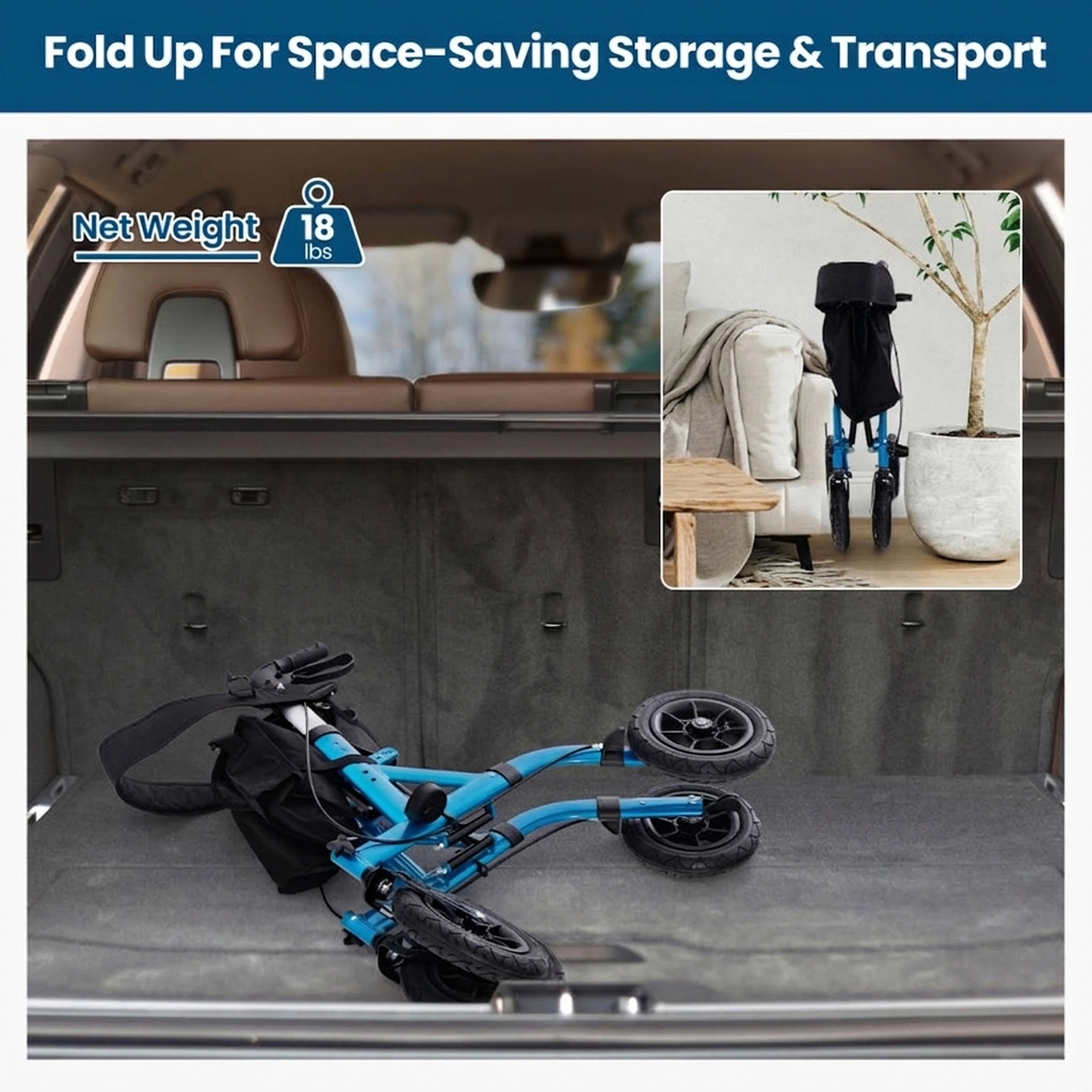 SUGIFT 350-lb Capacity Height Adjustable Folding Rollator Walker with Seat Umbrella Holder and Storage Bag