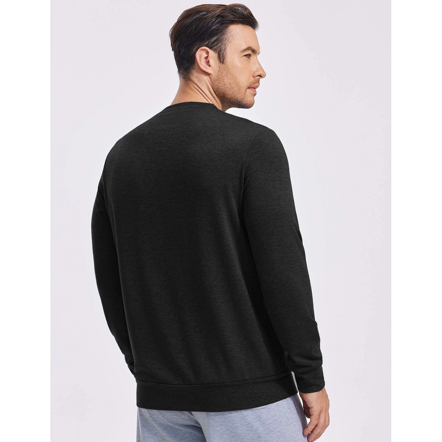 Pinspark Mens Classic Long Sleeve Sweatshirt Fall Crew Neck Solid Casual Pullover