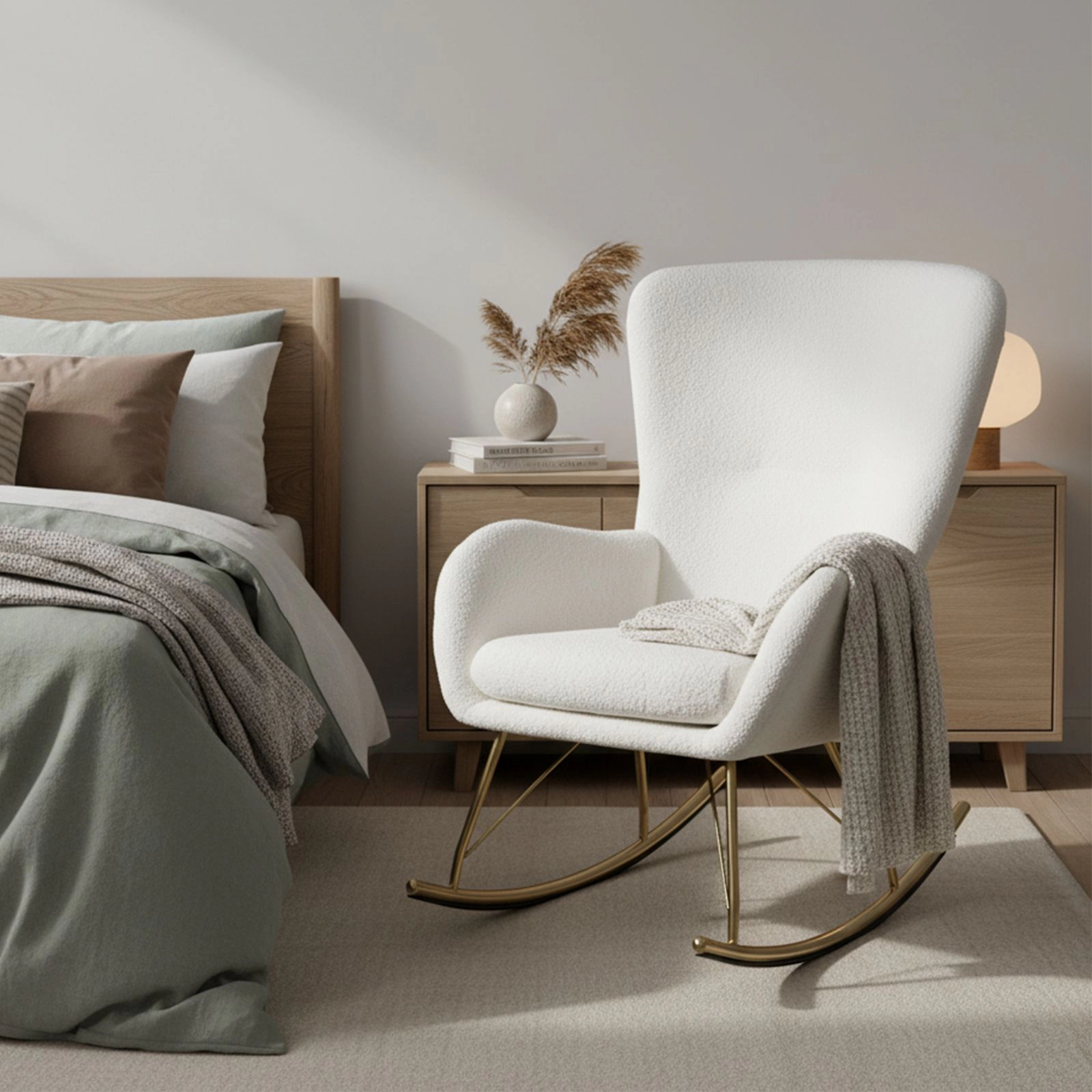 SlickBlue Modern Curved Back Rocking Accent Chair with Cushion