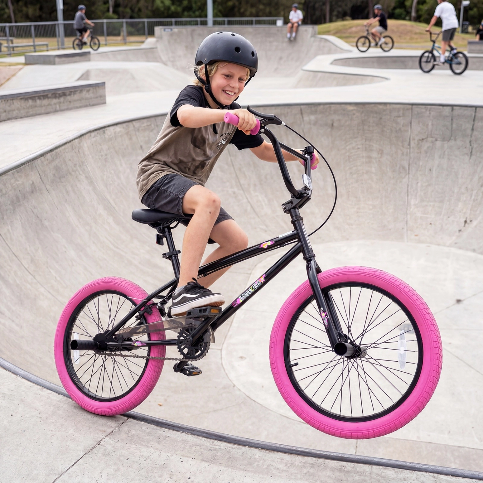 SUGIFT 270 Degree Steering Trick Bicycle with 20-In Wheels and Adjustable Seat 110-lb Capacity Ages 8+ Pink