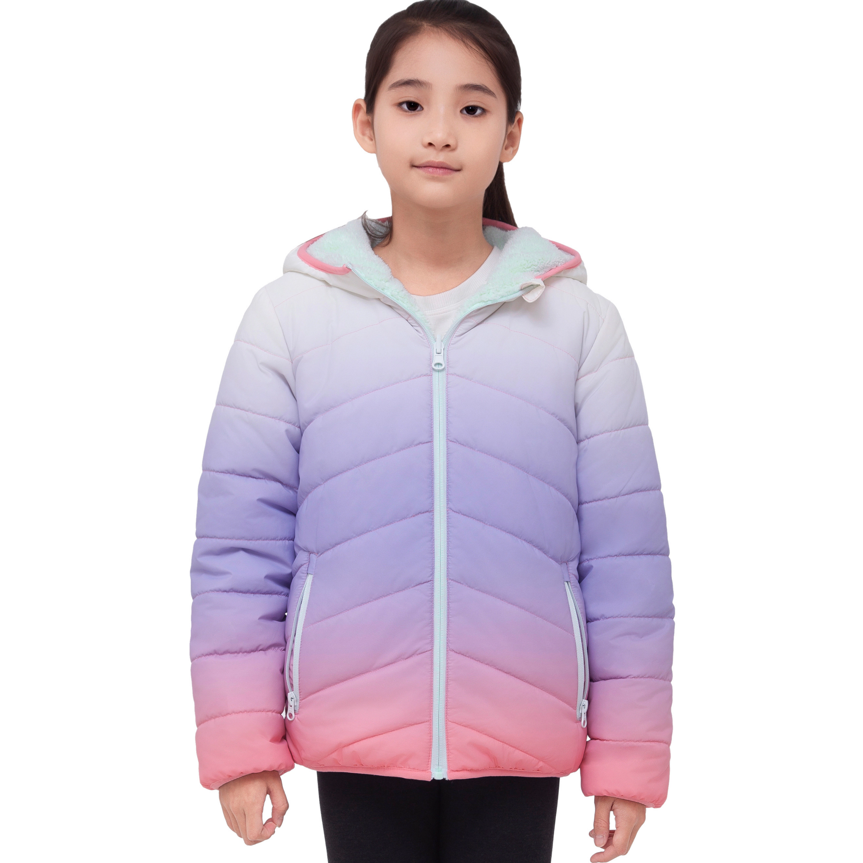 Rokka&Rolla Little & Big Kid Girls Reversible Fleece Puffer Jacket