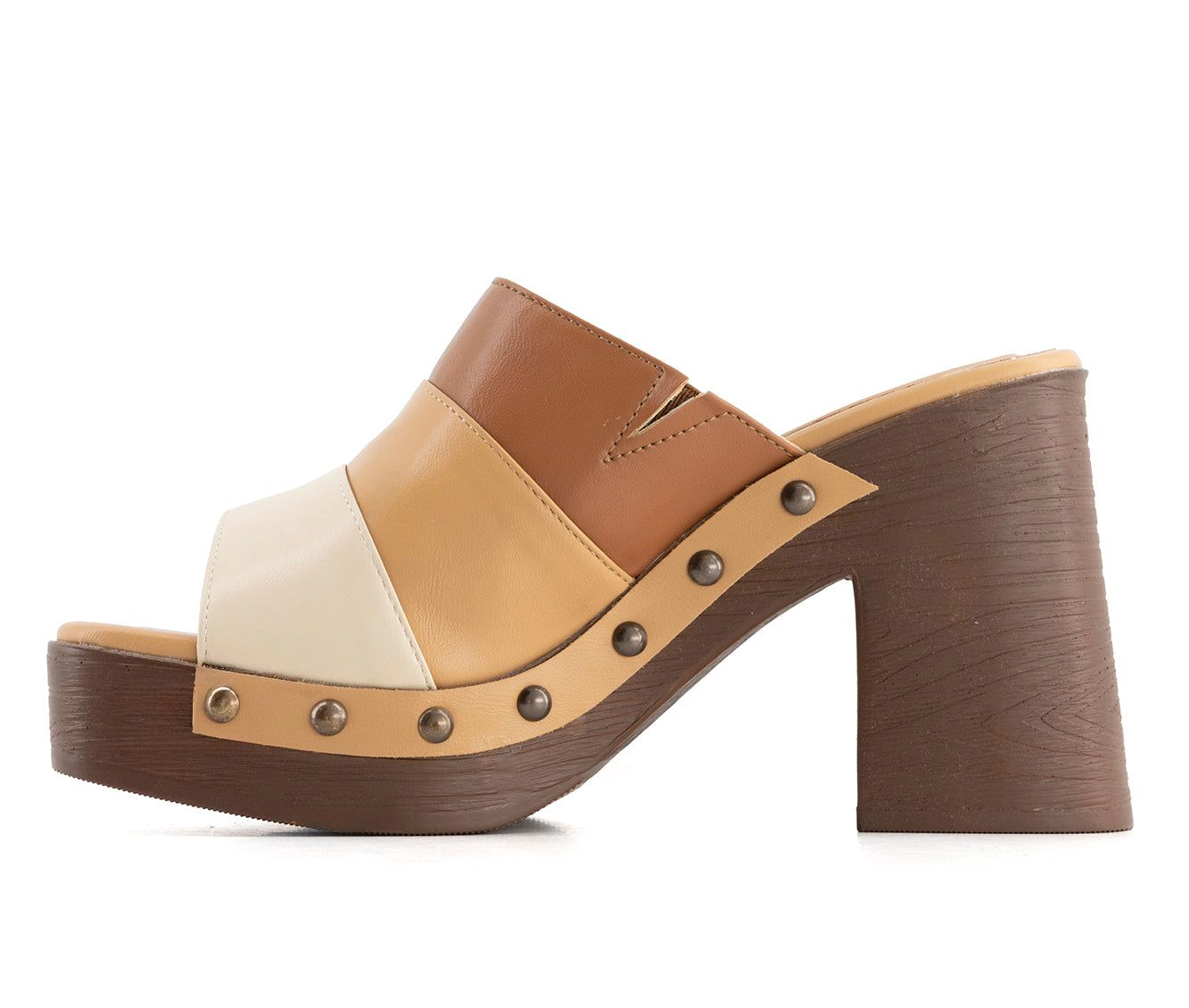 Andrea Womens Heeled Slide Sandals With Upper
