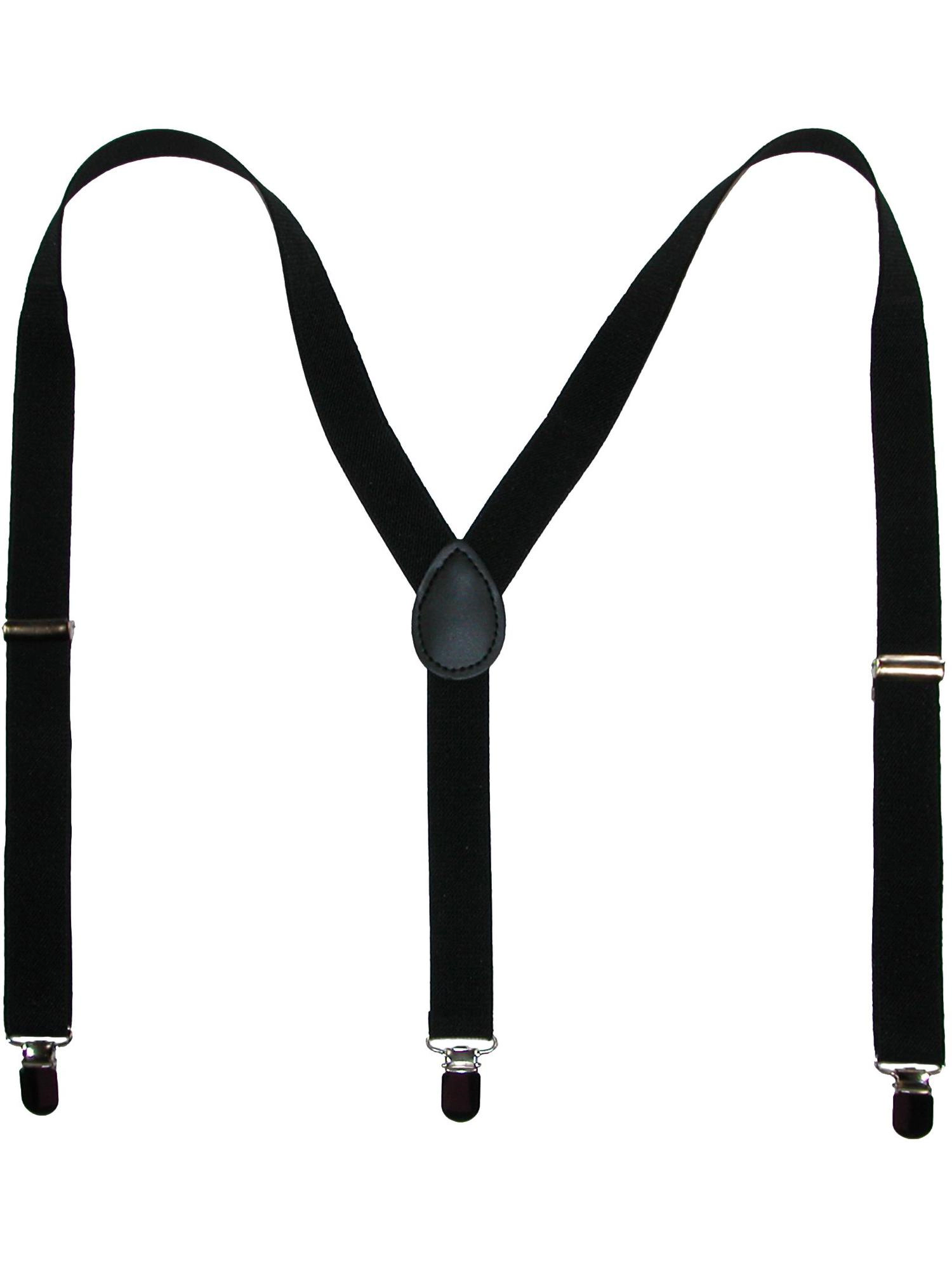 CTM Elastic Solid Black Clip-End Suspenders