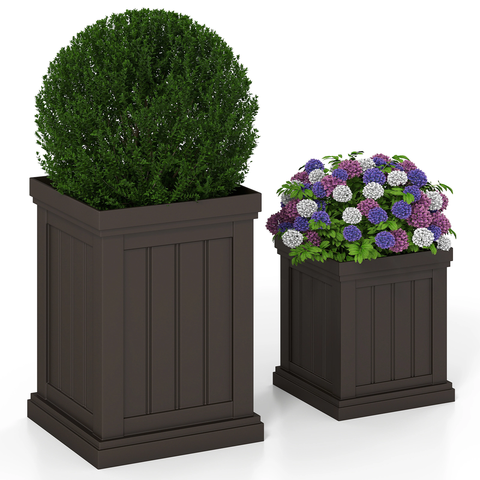 SlickBlue  Brown Decorative PP Planter Set for Patio Porch Living Room and Office Plants-Set of 2