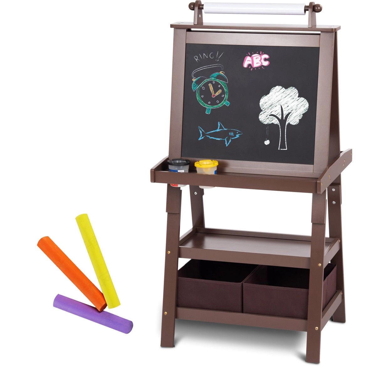 SlickBlue Double-Sided Kids Art Easel with Trays and Paint Cups