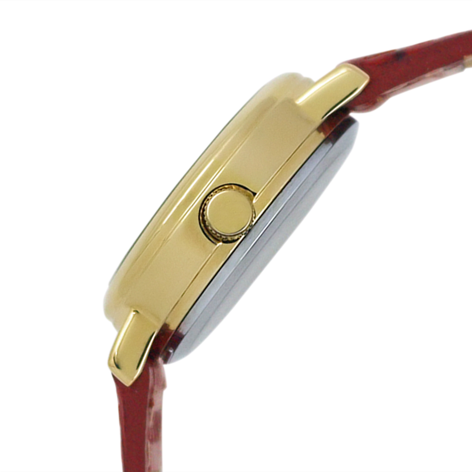 Peugeot Women's 26mm Sun-Moon Phase Gold Watch with Brown Leather Strap