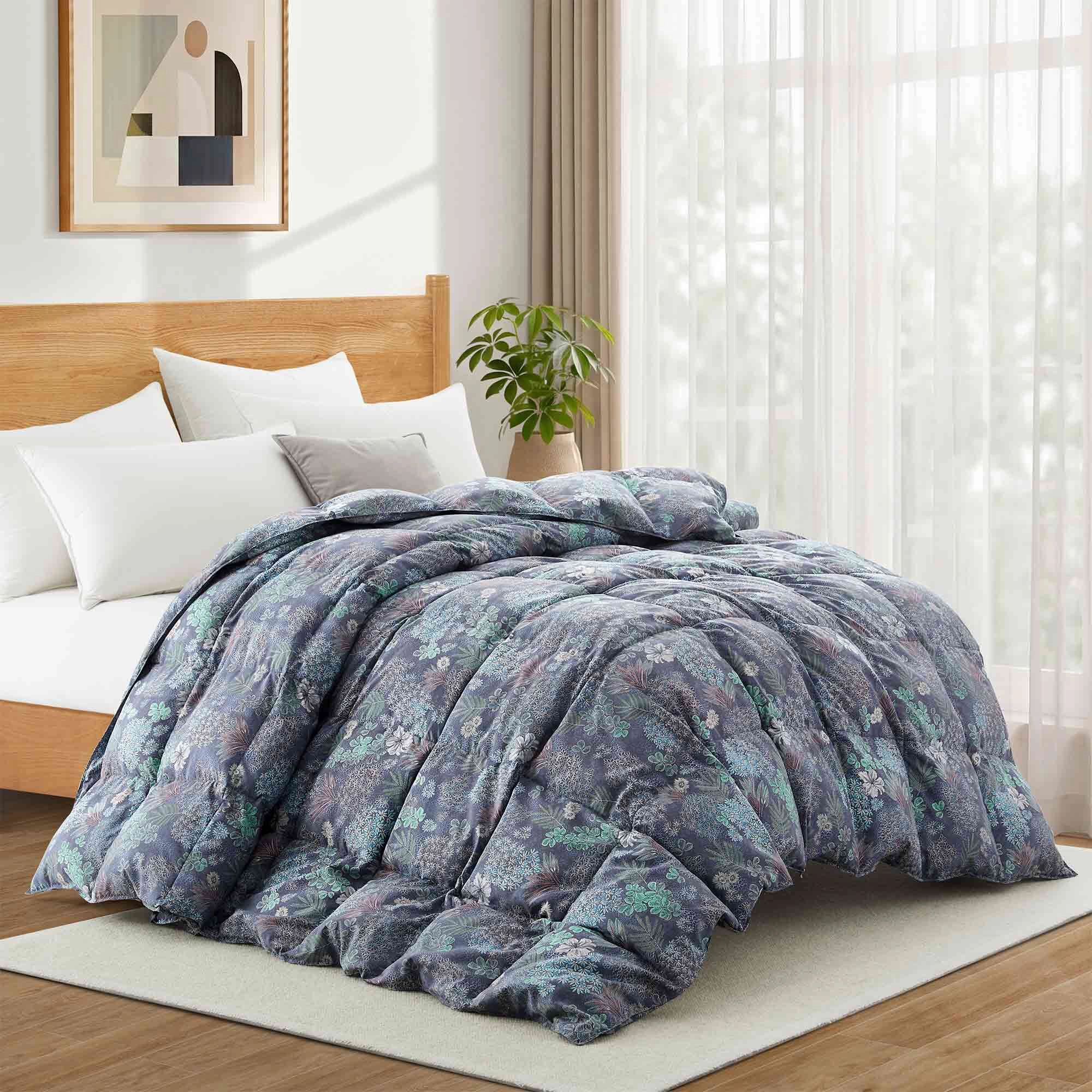 PEACENEST Soft Printed Feather Fiber Comforter All Season Cozy Duvet Insert