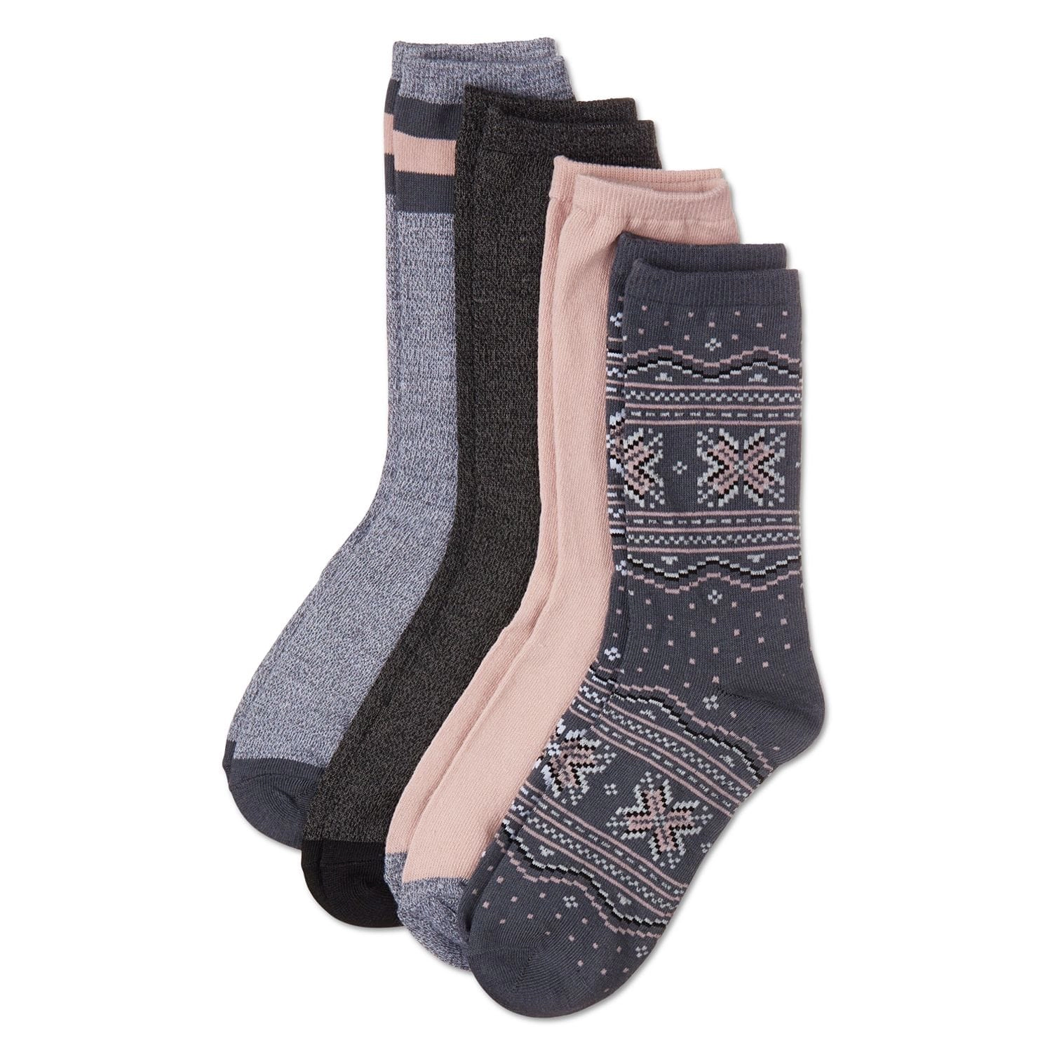 MeMoi Women's 4 Pair Pack Fairisle Buttersoft Crew Socks