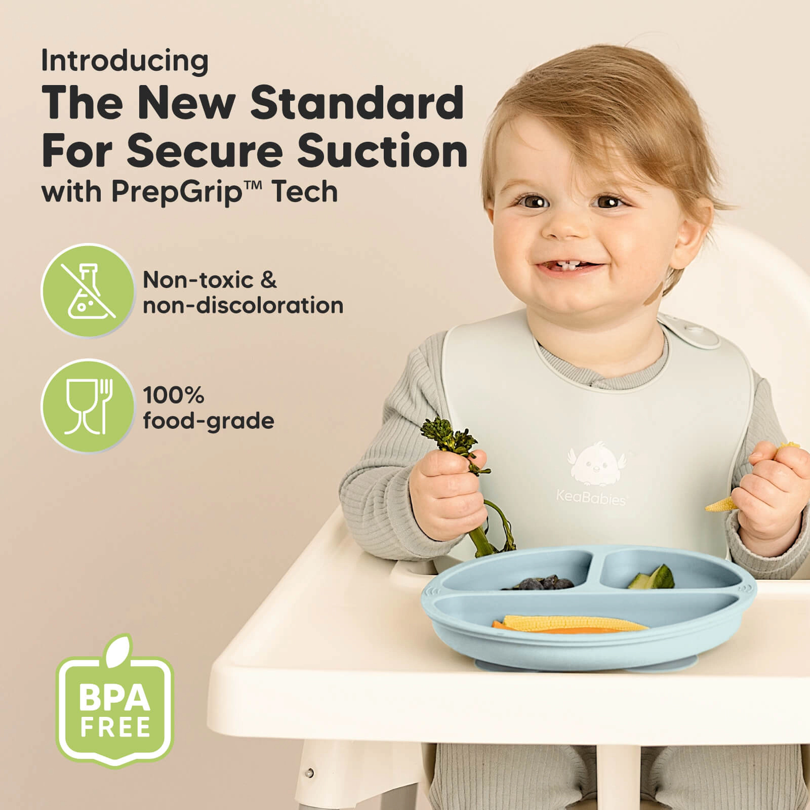 KeaBabies 3-Pack Prep Silicone Suction Plates