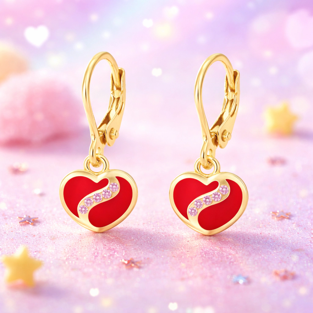 CHANTEUR Kids 18K Yellow Gold-Plated Heart Leverback Earrings - Sterling Silver Leverback